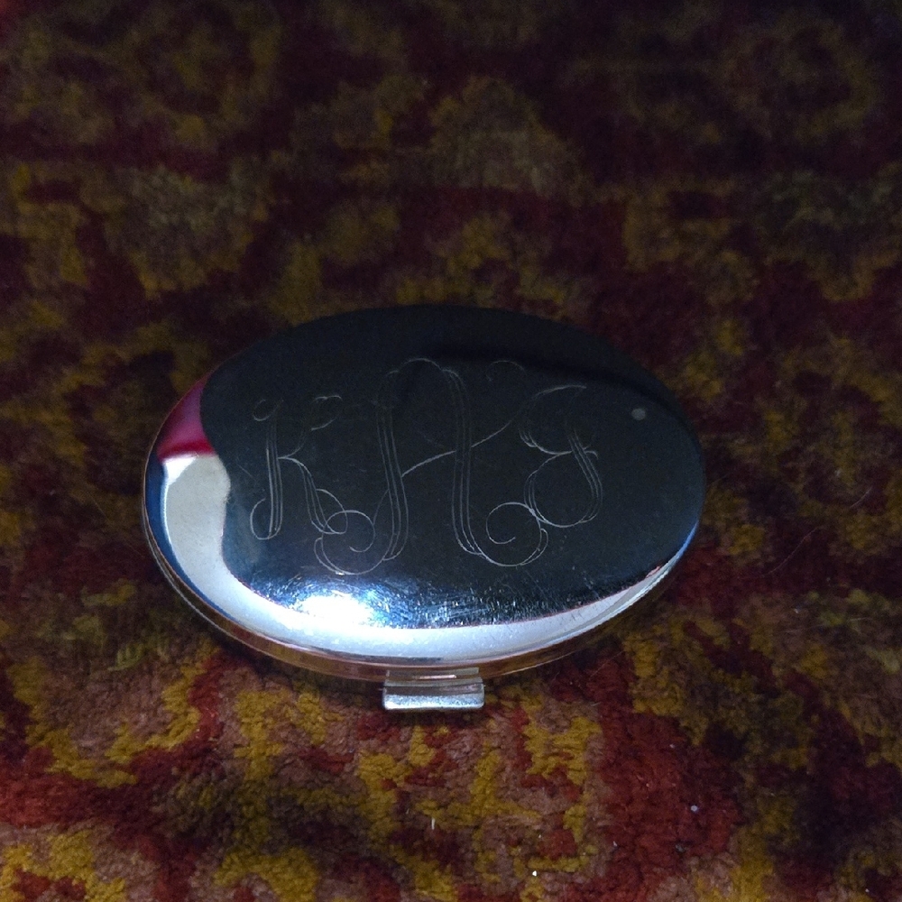 Vintage Silver Engraved Compact Mirror
